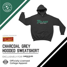 Tulane Green Wave NCAA Adult Cotton Blend Charcoal Hooded Sweatshirt - Charcoal