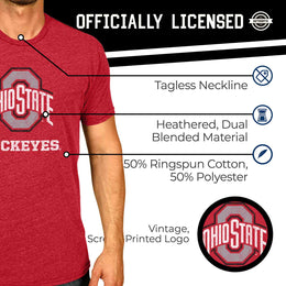 Ohio State Buckeyes Adult MVP Heathered Cotton Blend T-Shirt - Red