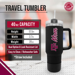 Texas A&M Aggies Collegiate 40oz Stainless Steel Travel Tumbler with Handle for Mom - Black