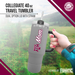 Texas A&M Aggies Collegiate 40oz Stainless Steel Travel Tumbler with Handle for Dad - Gray