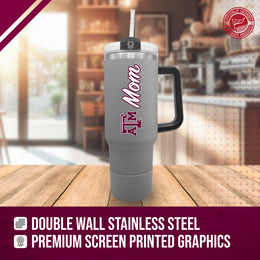 Texas A&M Aggies Collegiate 40oz Stainless Steel Travel Tumbler with Handle for Dad - Gray