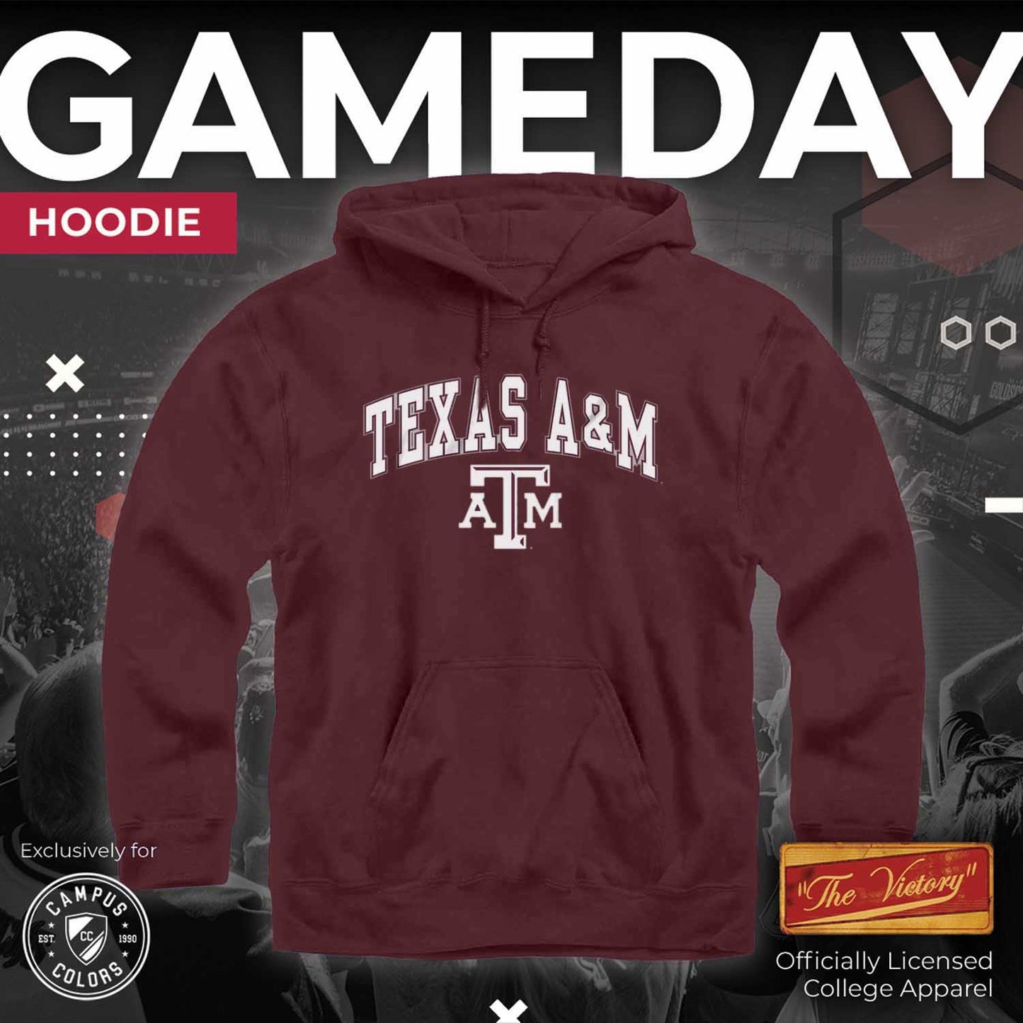 Texas A&M Aggies Adult Arch & Logo Soft Style Gameday Hooded Sweatshirt - Maroon