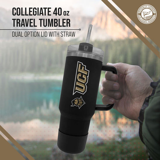 Central Florida Knights College & University 40 oz Travel Tumbler With Handle - Black