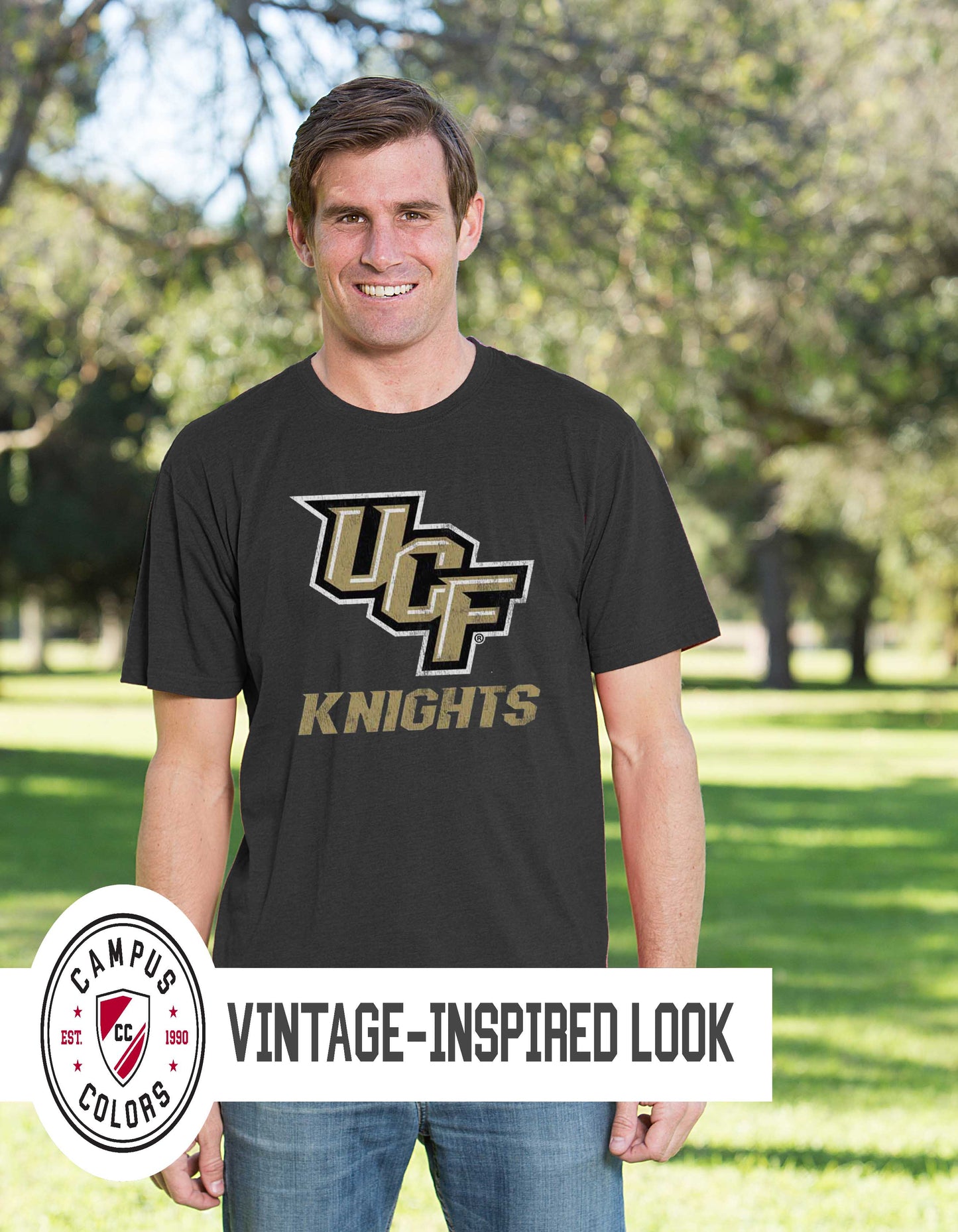 Central Florida Knights Adult MVP Heathered Cotton Blend T-Shirt - Black