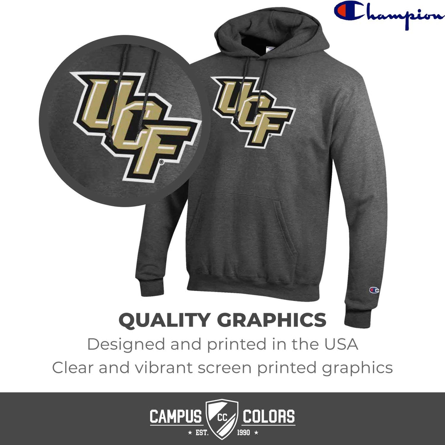 Central Florida Knights Adult Mascot Fleece Hooded Sweatshirt - Charcoal