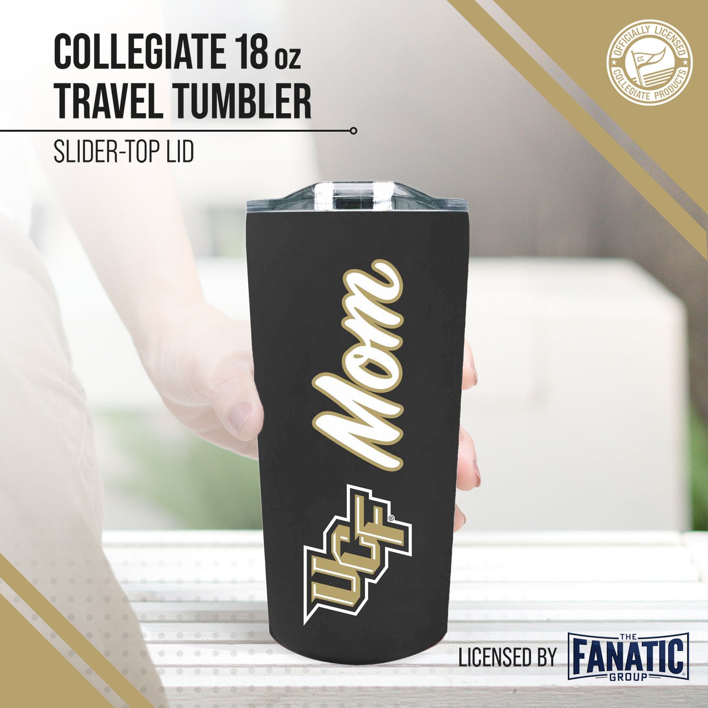 Central Florida Knights NCAA Stainless Steel Travel Tumbler for Mom - Black
