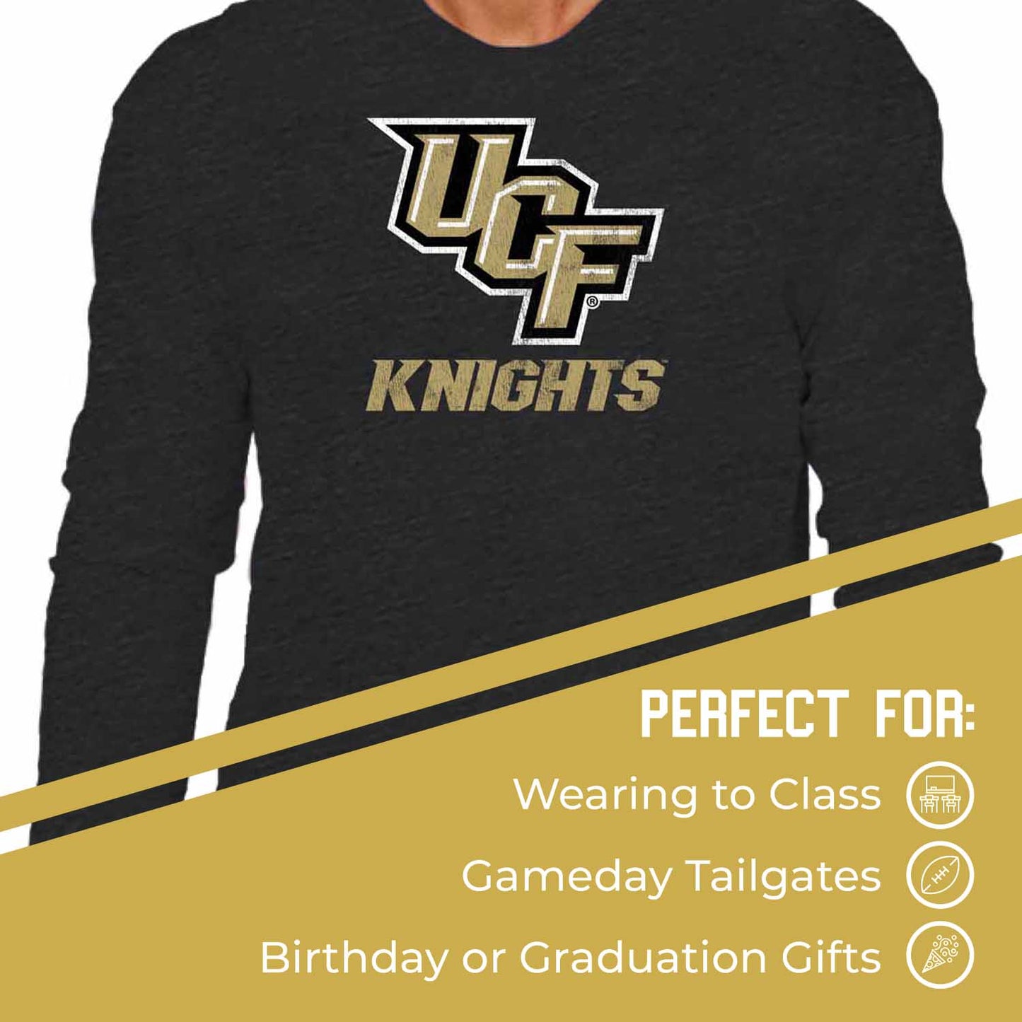 Central Florida Knights NCAA MVP Adult Long-Sleeve Shirt - Black