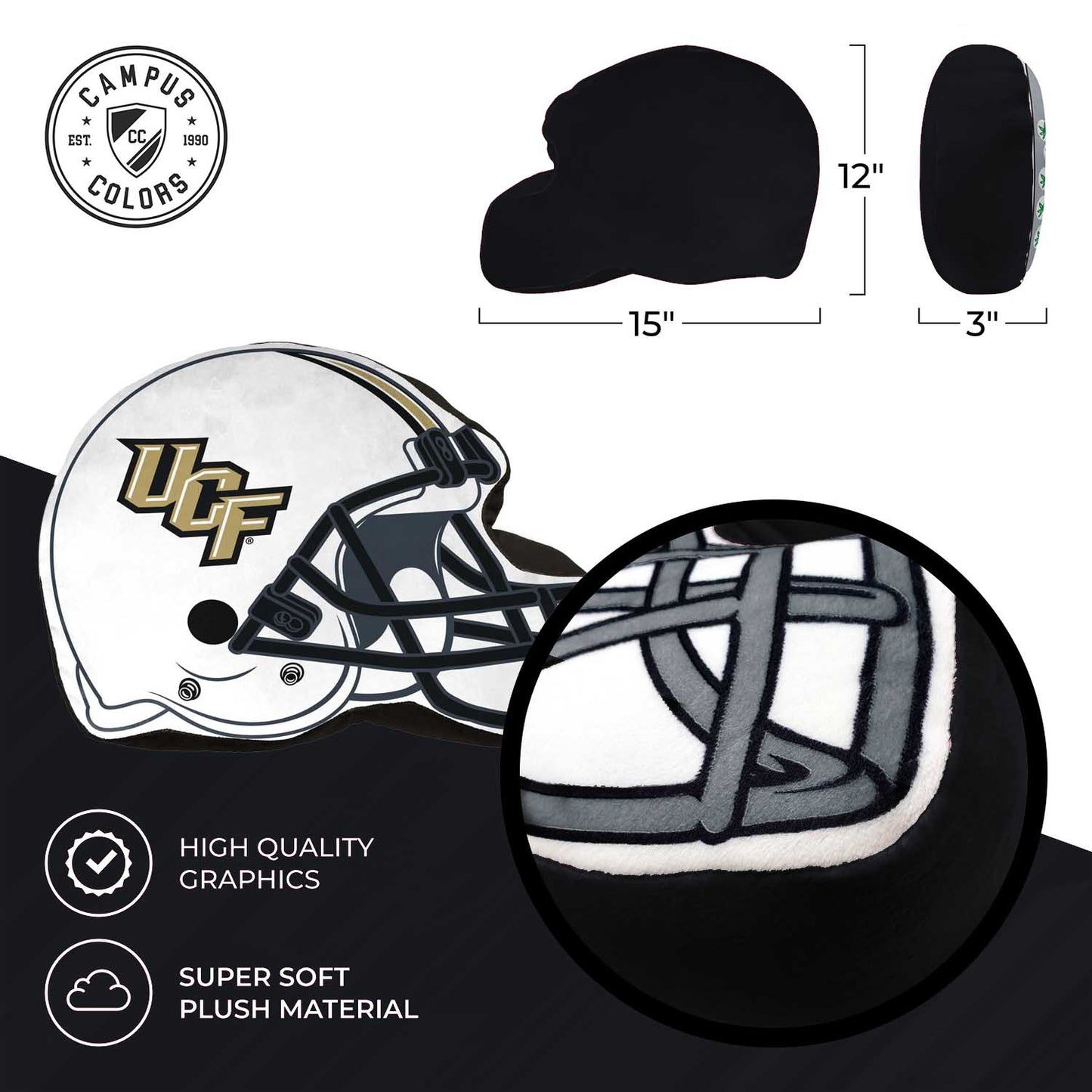 Central Florida Knights NCAA Helmet Super Soft Football Pillow - White