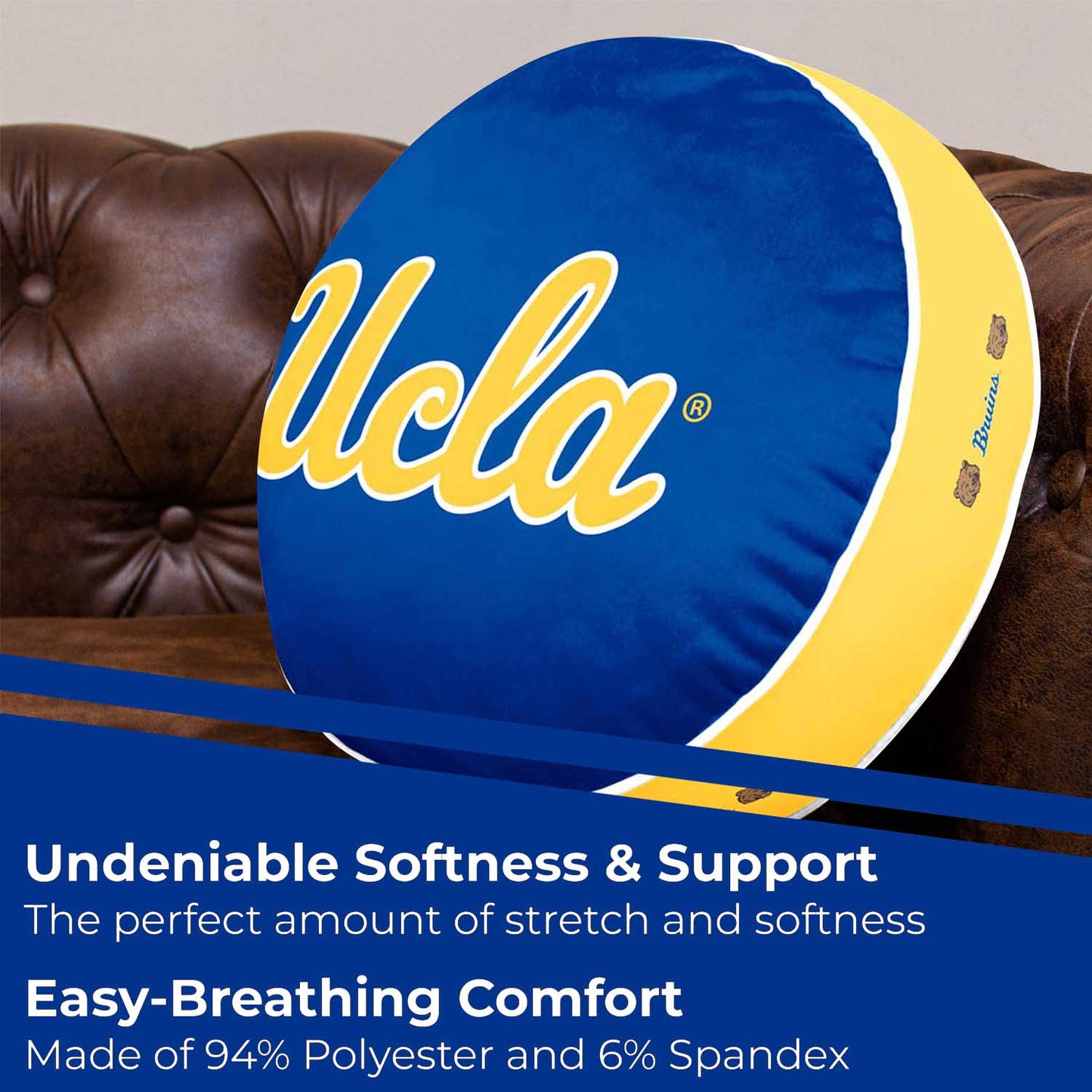 UCLA Bruins Team Logo 15 Inch Ultra Soft Stretch Plush Pillow - Blue