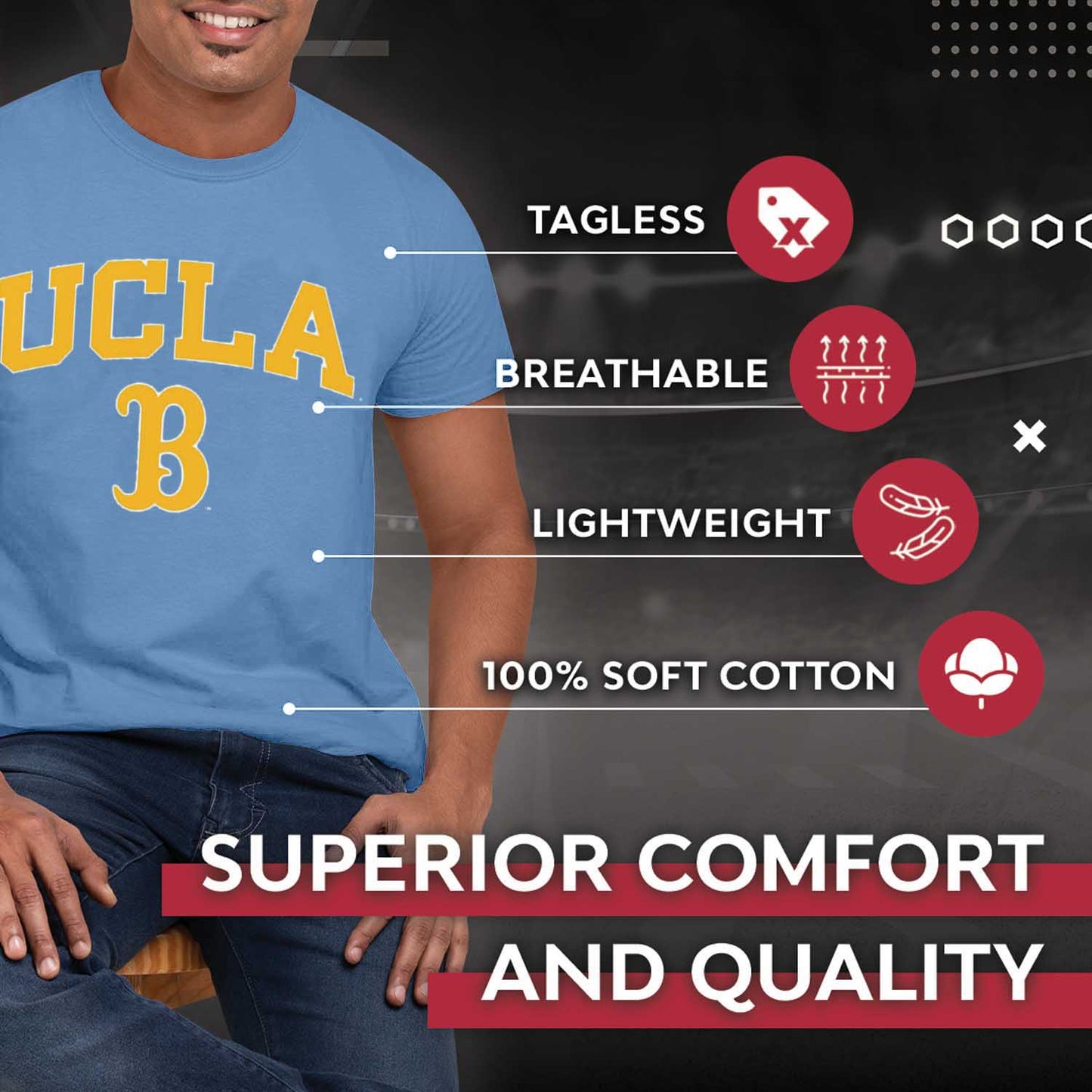 UCLA Bruins NCAA Adult Gameday Cotton T-Shirt - Light Blue