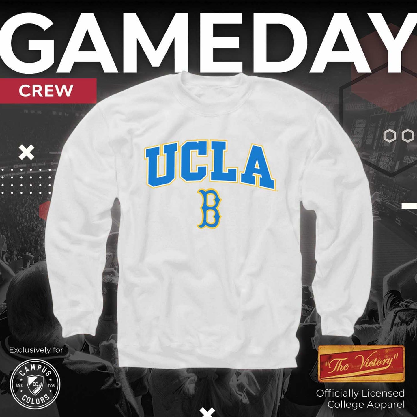UCLA Bruins Adult Arch & Logo Soft Style Gameday Crewneck Sweatshirt - White