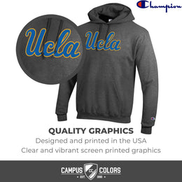 UCLA Bruins Adult Mascot Fleece Hooded Sweatshirt - Charcoal