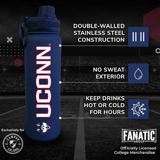 UCONN Huskies NCAA Stainless Steel Water Bottle - Navy
