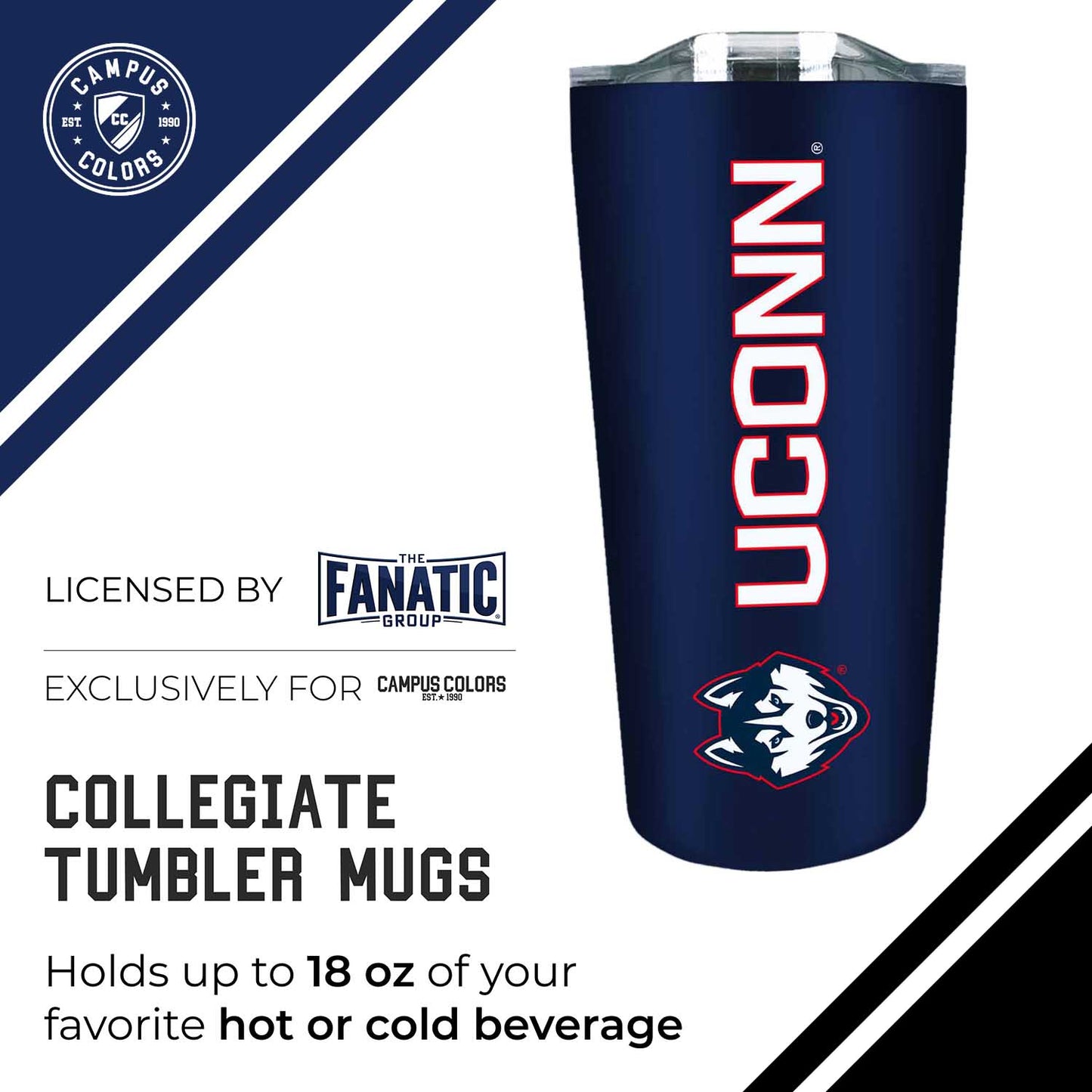 UCONN Huskies NCAA Stainless Steel Tumbler perfect for Gameday - Navy