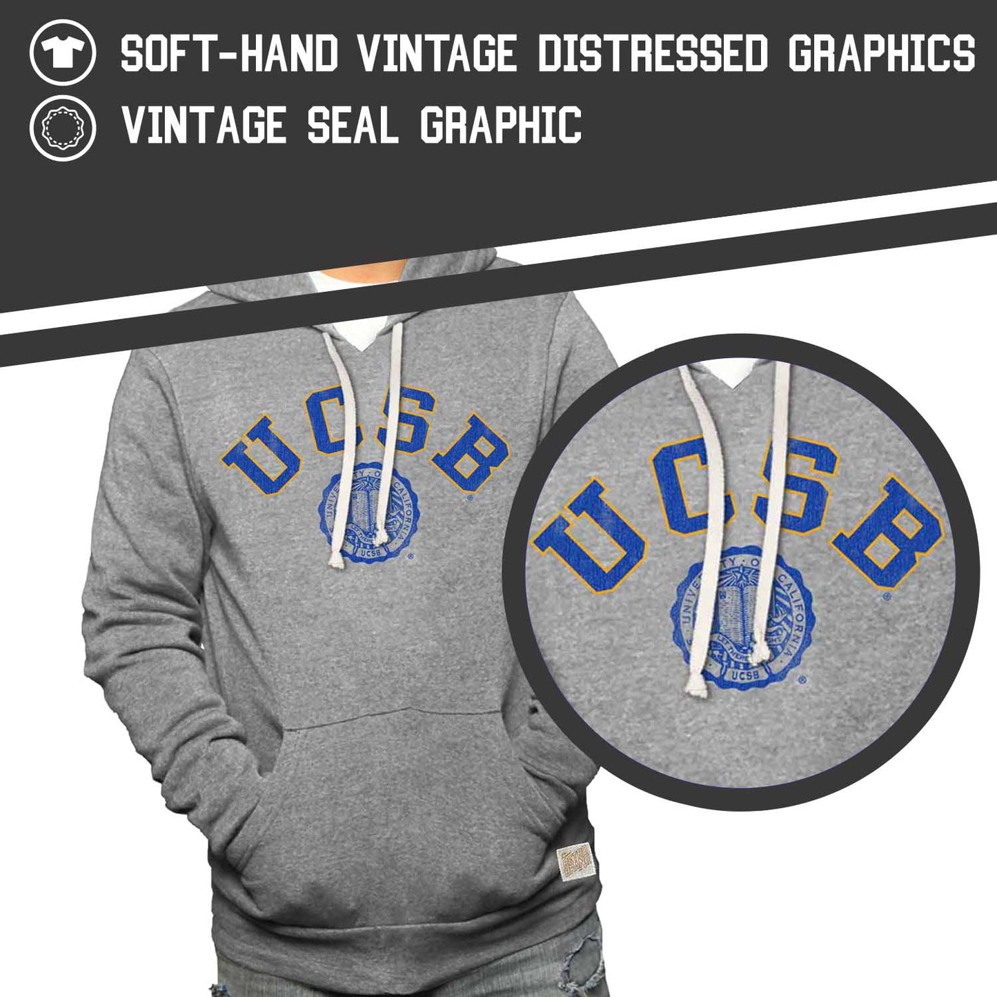 UCSB Gauchos College Gray University Seal Hooded Sweatshirt - Gray