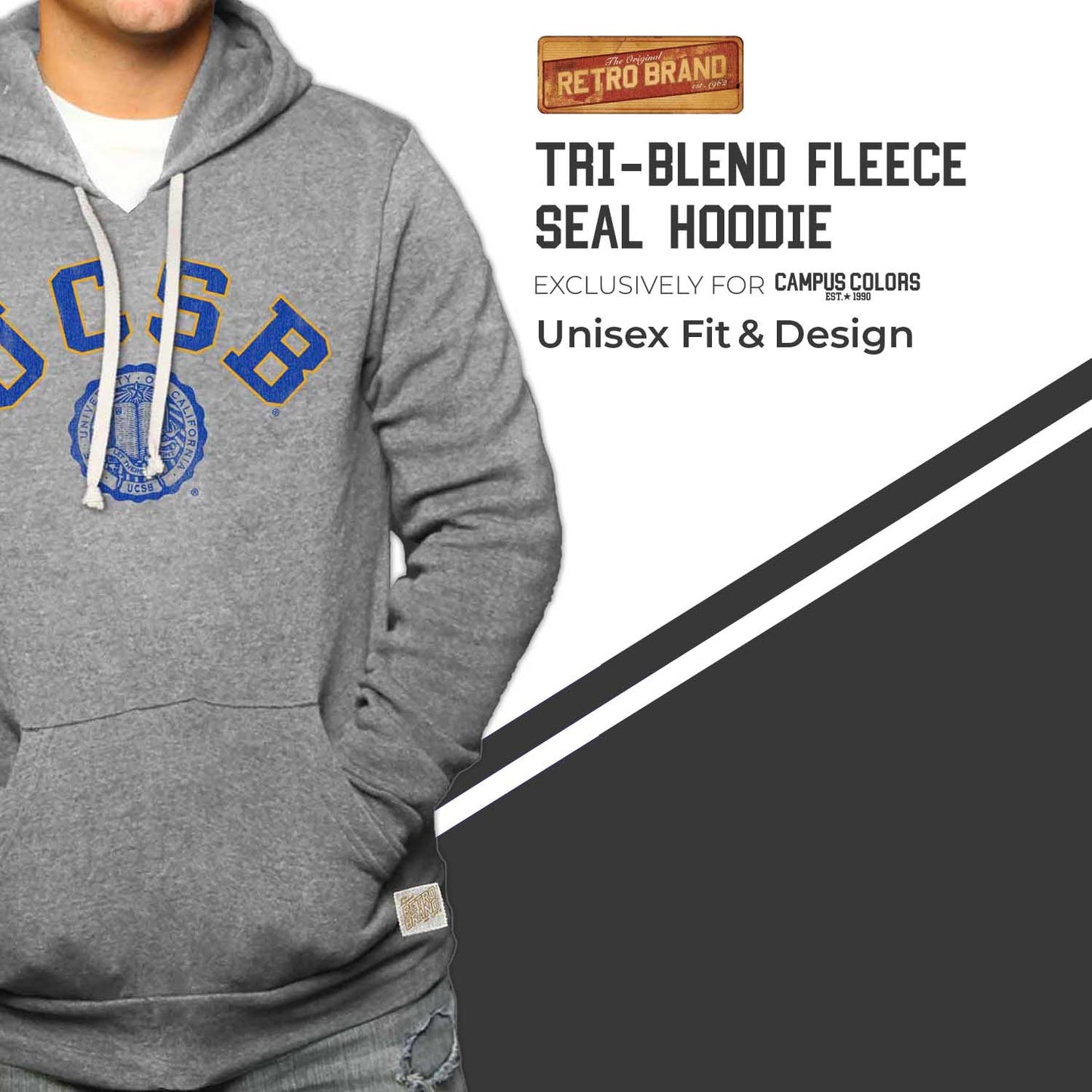 UCSB Gauchos College Gray University Seal Hooded Sweatshirt - Gray