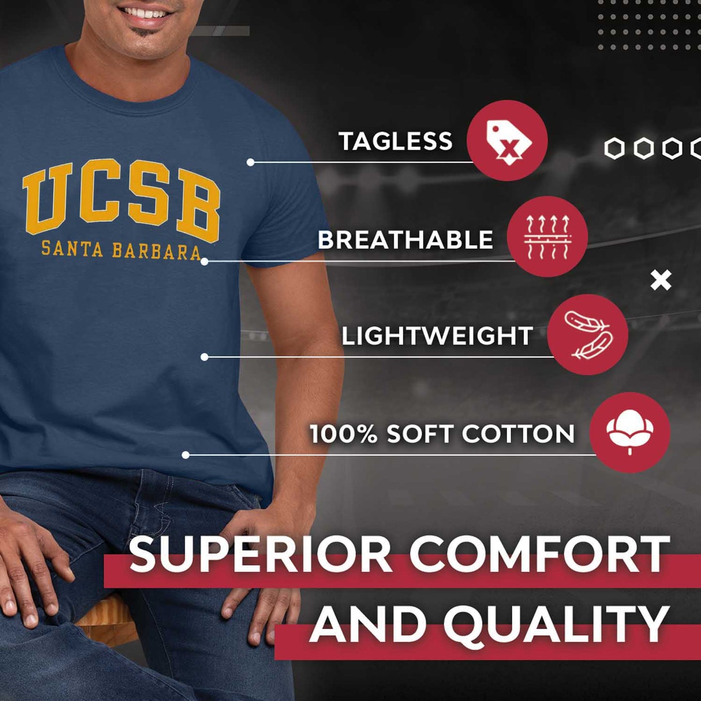 UCSB Gauchos NCAA Adult Gameday Cotton T-Shirt - Navy