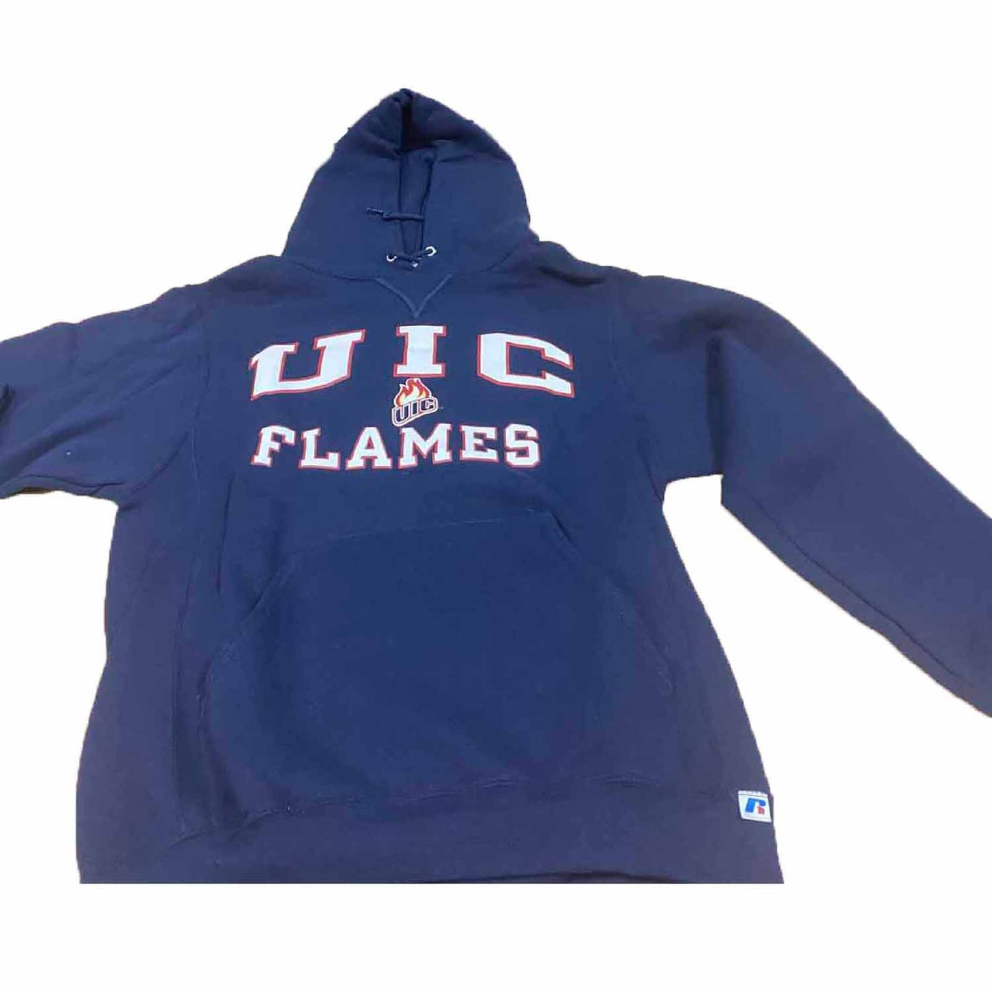 UIC Flames  Adult Arch N' Logo Hooded Sweatshirt - Navy