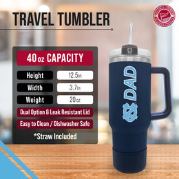 North Carolina Tar Heels Collegiate 40oz Stainless Steel Travel Tumbler with Handle for Dad - Navy