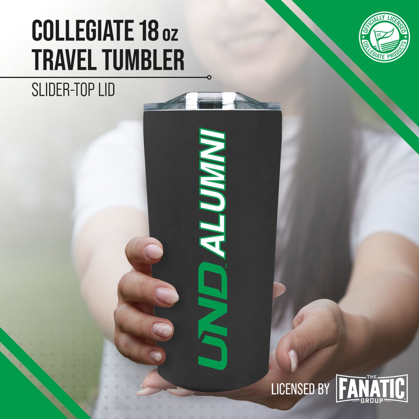 North Dakota Fighting Hawks NCAA Stainless Steel Travel Tumbler for Alumni - Black