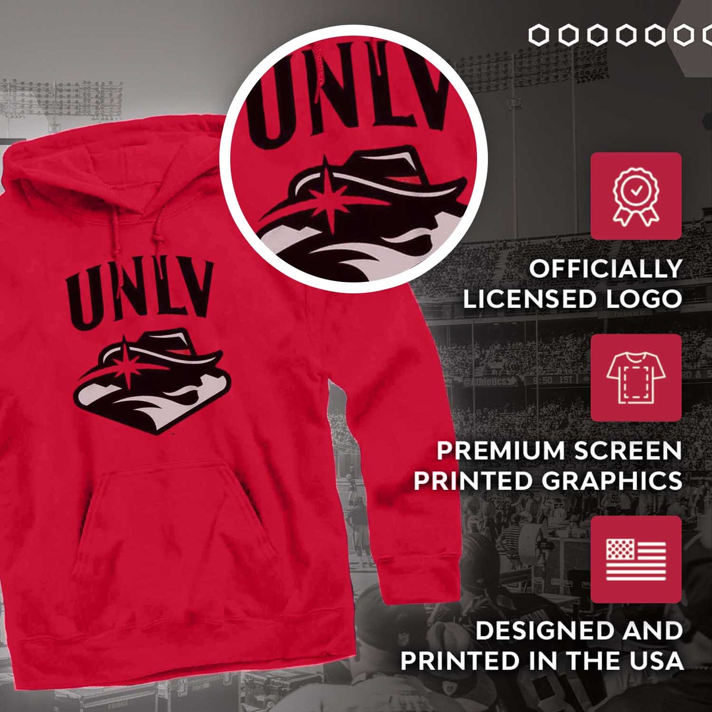 UNLV Rebels Adult Arch & Logo Soft Style Gameday Hooded Sweatshirt - Red