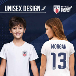 USA National Team The Victory Officially Licensed Youth US Women's National Soccer Team Alex Morgan Name & Number T-Shirt - White #13