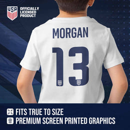 USA National Team The Victory Officially Licensed Youth US Women's National Soccer Team Alex Morgan Name & Number T-Shirt - White #13