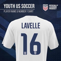 USA National Team The Victory Officially Licensed Youth US Women's National Soccer Team  Rose Lavelle Name & Number T-Shirt - White #16