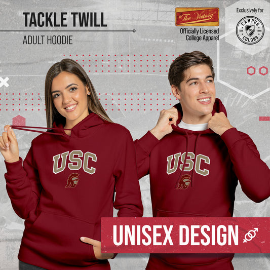 USC Trojans NCAA Adult Tackle Twill Hooded Sweatshirt - Cardinal
