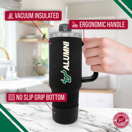 USF Bulls Collegiate 40oz Stainless Steel Travel Tumbler with Handle for Alumni - Black