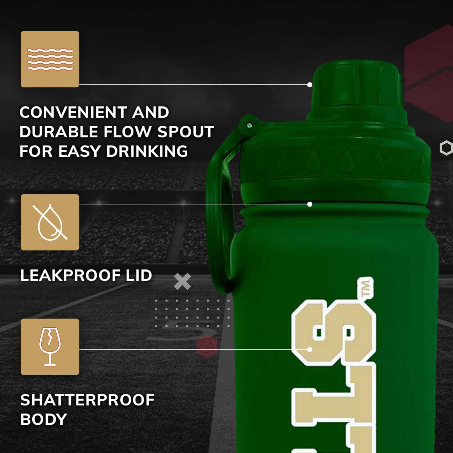 USF Bulls NCAA Stainless Steel Water Bottle - Green