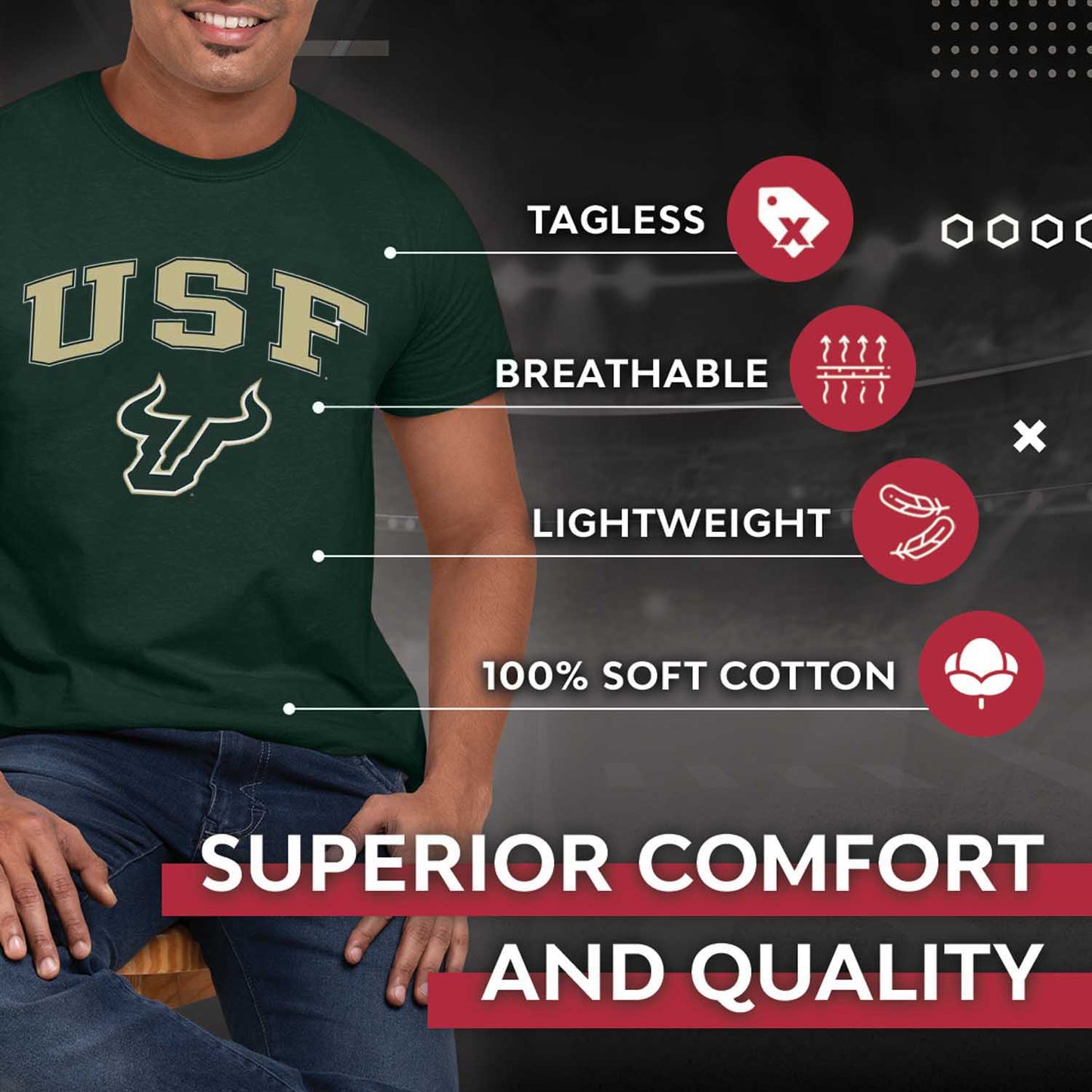USF Bulls NCAA Adult Gameday Cotton T-Shirt - Green