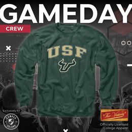 USF Bulls Adult Arch & Logo Soft Style Gameday Crewneck Sweatshirt - Green