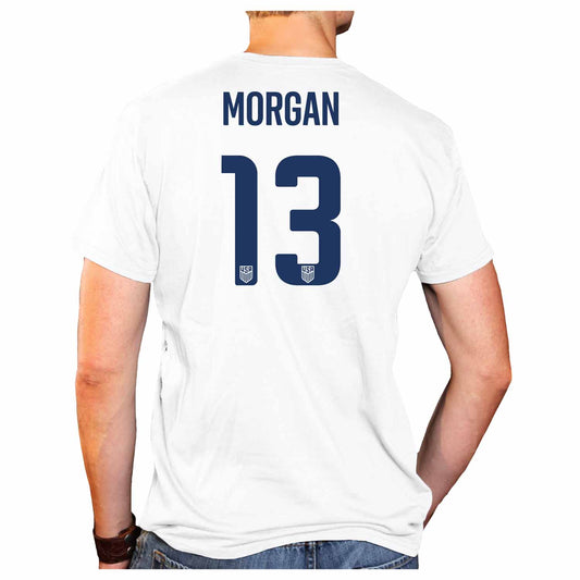 USA National Team The Victory Officially Licensed US Adult Women's National Soccer Team Alex Morgan Name & Number T-Shirt - White #13