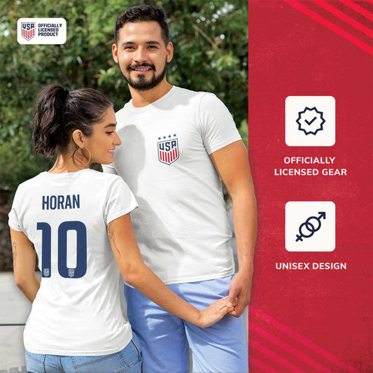 USA National Team The Victory Officially Licensed US Adult National Soccer Team Lindsey Horan Name & Number T-Shirt - White #10