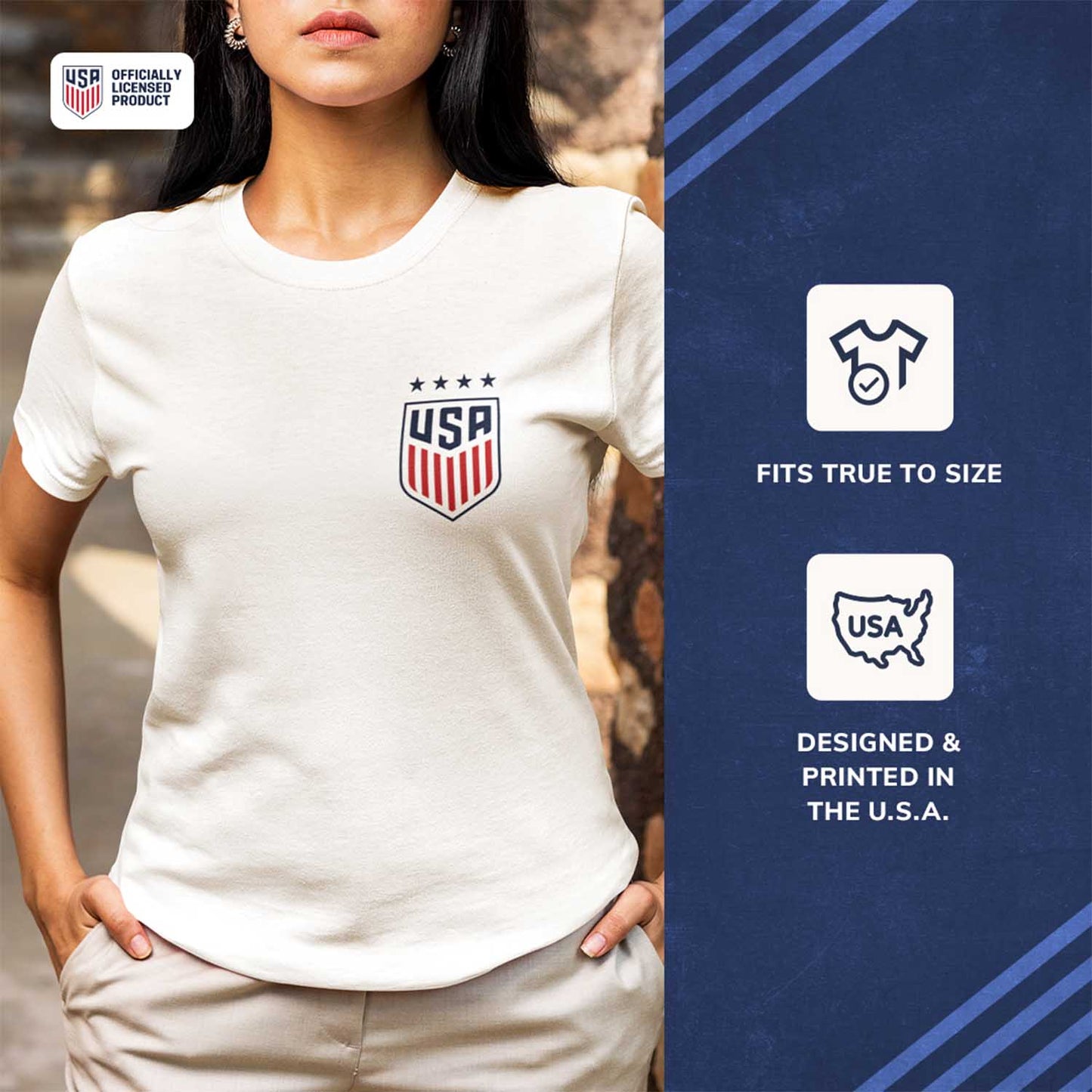 USA National Team The Victory Officially Licensed US Adult Women's National Soccer Team Megan Rapinoe Name & Number T-Shirt - White #15