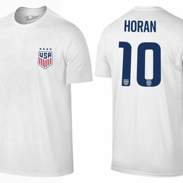 USA National Team The Victory Officially Licensed US Adult National Soccer Team Lindsey Horan Name & Number T-Shirt - White #10