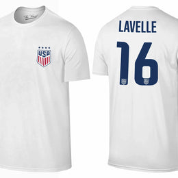 USA National Team The Victory Officially Licensed US Adult Women's National Soccer Team Rose Lavelle Name & Number T-Shirt - White #16