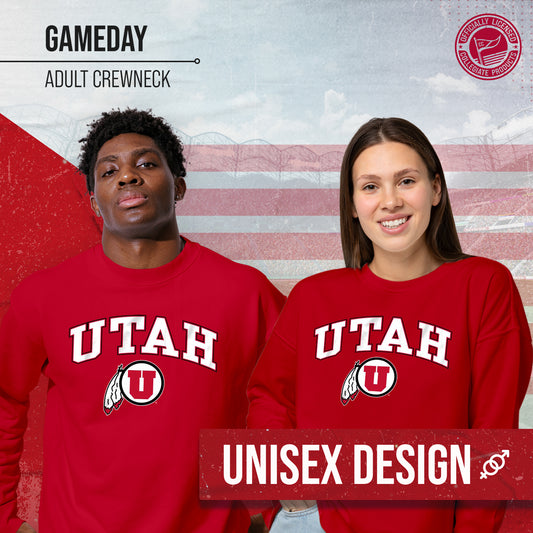 Utah Utes Adult Arch & Logo Soft Style Gameday Crewneck Sweatshirt - Red