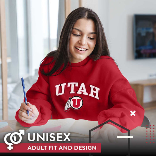 Utah Utes Adult Arch & Logo Soft Style Gameday Crewneck Sweatshirt - Red
