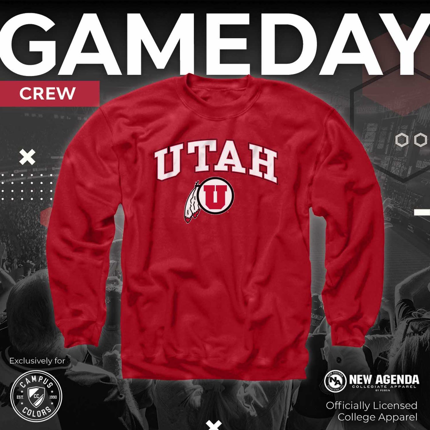 Utah Utes Adult Arch & Logo Soft Style Gameday Crewneck Sweatshirt - Red