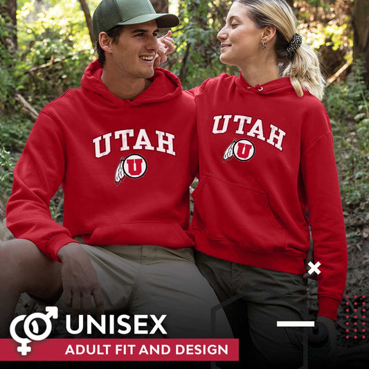 Utah Utes Adult Arch & Logo Soft Style Gameday Hooded Sweatshirt - Red