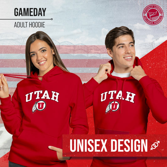 Utah Utes Adult Arch & Logo Soft Style Gameday Hooded Sweatshirt - Red