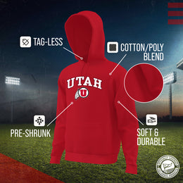 Utah Utes Adult Arch & Logo Soft Style Gameday Hooded Sweatshirt - Red