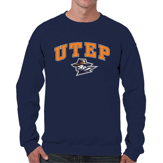 UTEP Miners Adult Arch & Logo Soft Style Gameday Crewneck Sweatshirt - Navy