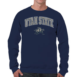 Utah State Aggies Adult Arch & Logo Soft Style Gameday Crewneck Sweatshirt - Navy