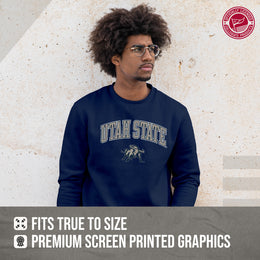 Utah State Aggies Adult Arch & Logo Soft Style Gameday Crewneck Sweatshirt - Navy