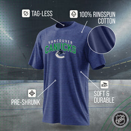 Vancouver Canucks NHL Adult Powerplay Heathered Unisex T-Shirt - Navy