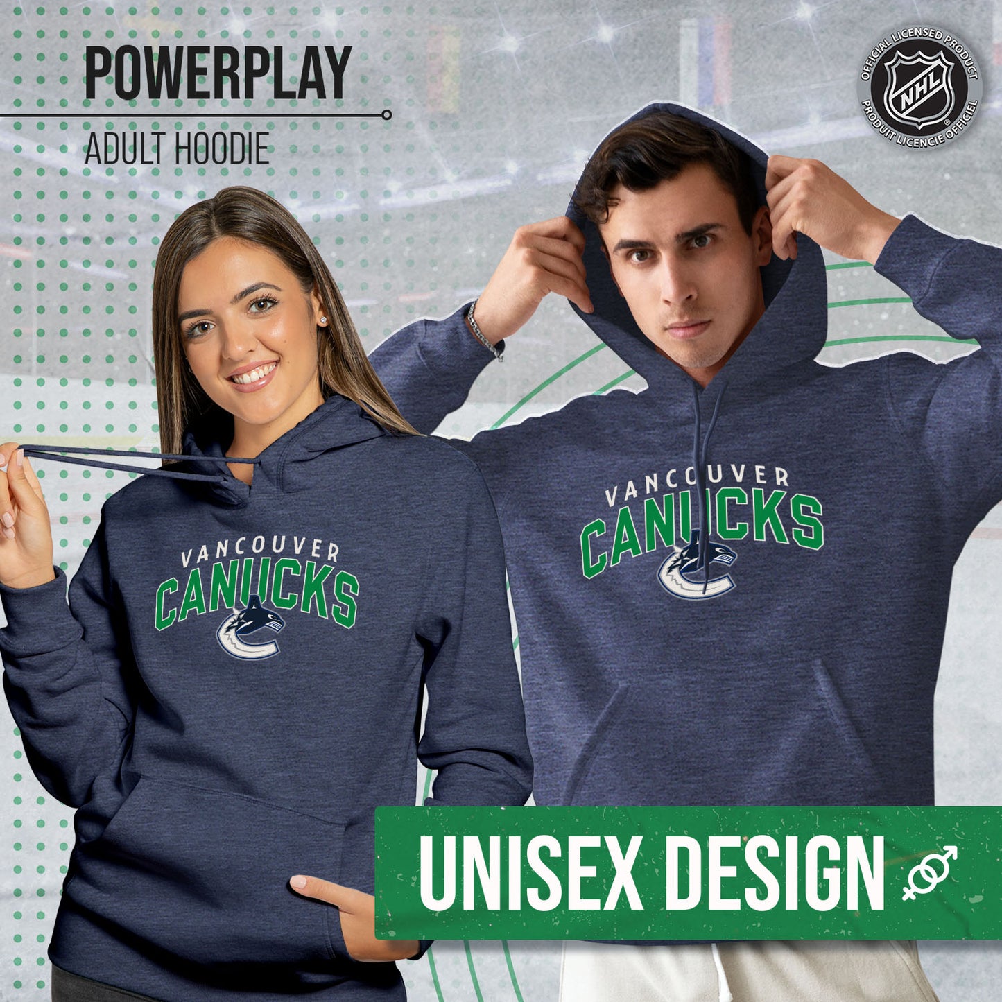 Vancouver Canucks NHL Adult Unisex Powerplay Hooded Sweatshirt - Navy