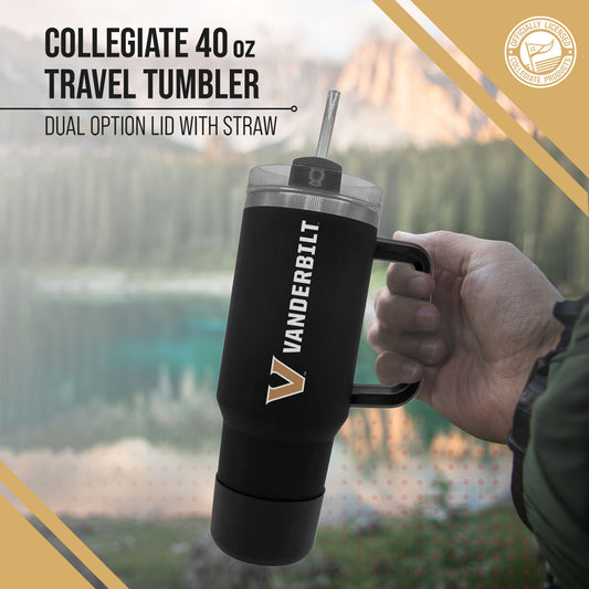 Vanderbilt Commodores College & University 40 oz Travel Tumbler With Handle - Black